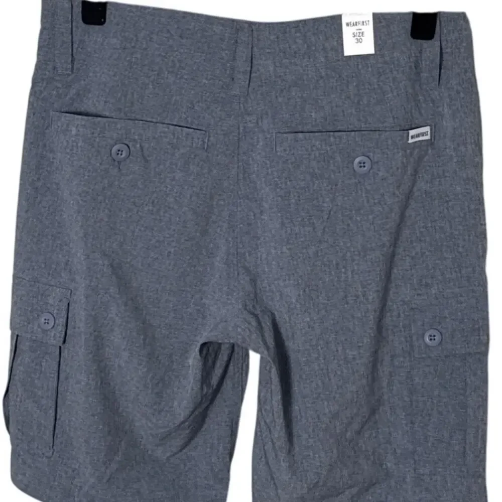 NWT Wearfirst Mens Cationic Cargo Shorts Navy Heather Size 30‎